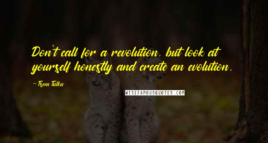 Tsem Tulku Quotes: Don't call for a revolution, but look at yourself honestly and create an evolution.