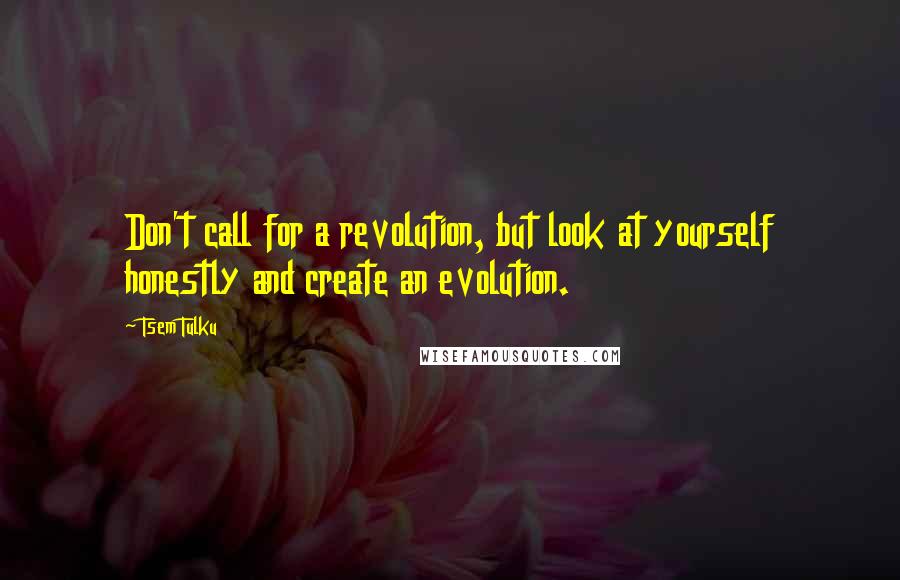 Tsem Tulku Quotes: Don't call for a revolution, but look at yourself honestly and create an evolution.