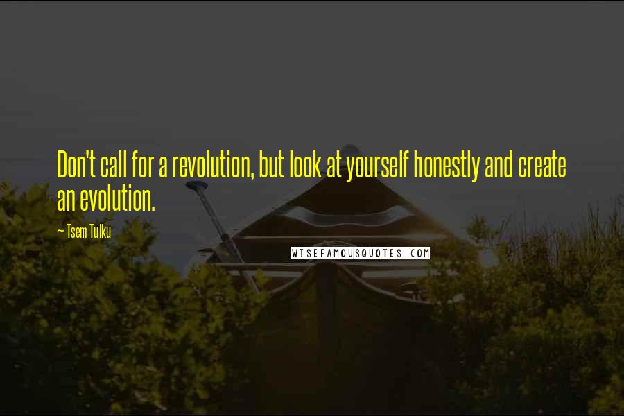 Tsem Tulku Quotes: Don't call for a revolution, but look at yourself honestly and create an evolution.