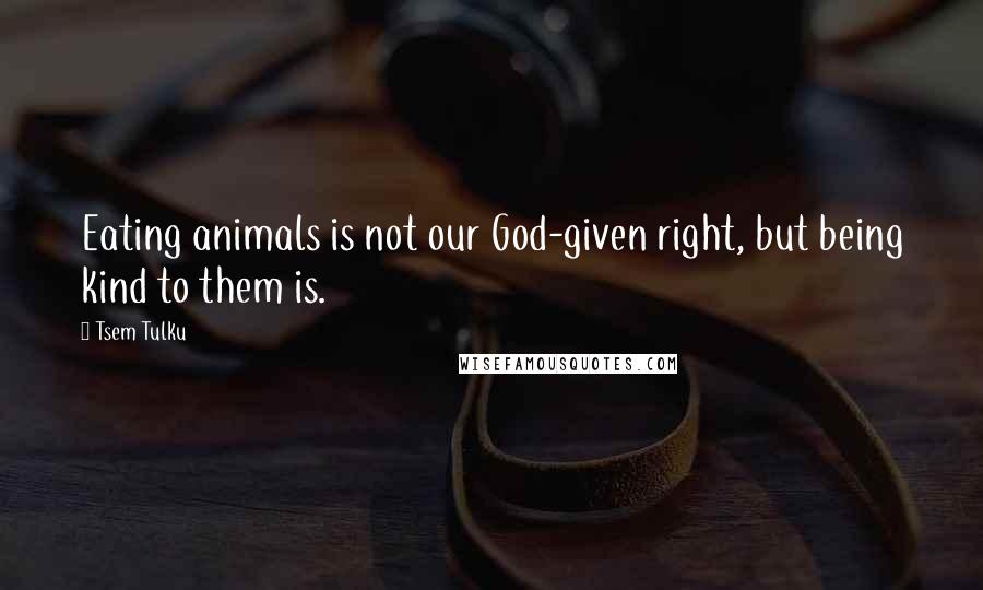 Tsem Tulku Quotes: Eating animals is not our God-given right, but being kind to them is.