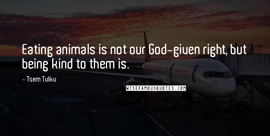 Tsem Tulku Quotes: Eating animals is not our God-given right, but being kind to them is.