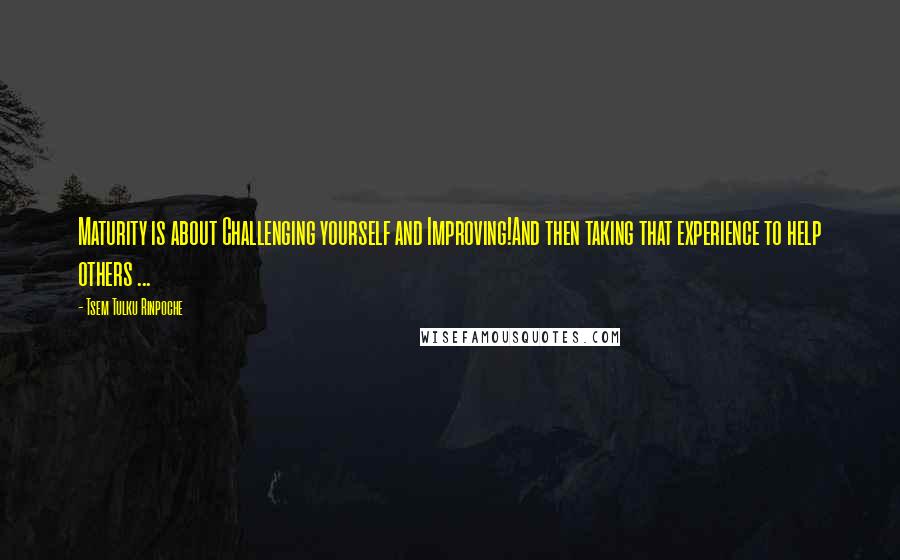 Tsem Tulku Rinpoche Quotes: Maturity is about Challenging yourself and Improving!And then taking that experience to help others ...