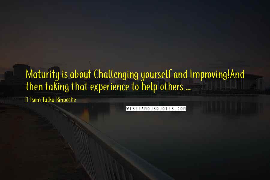 Tsem Tulku Rinpoche Quotes: Maturity is about Challenging yourself and Improving!And then taking that experience to help others ...