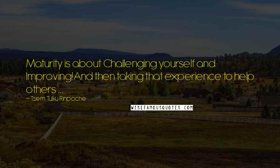 Tsem Tulku Rinpoche Quotes: Maturity is about Challenging yourself and Improving!And then taking that experience to help others ...