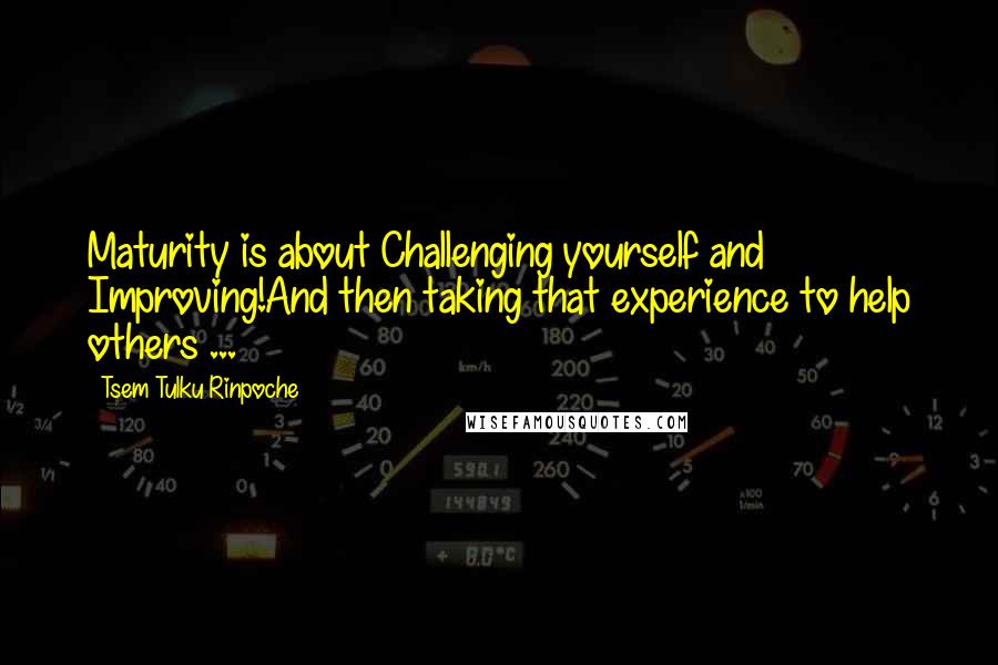 Tsem Tulku Rinpoche Quotes: Maturity is about Challenging yourself and Improving!And then taking that experience to help others ...