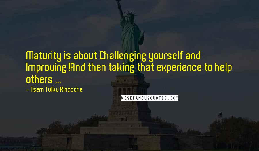 Tsem Tulku Rinpoche Quotes: Maturity is about Challenging yourself and Improving!And then taking that experience to help others ...