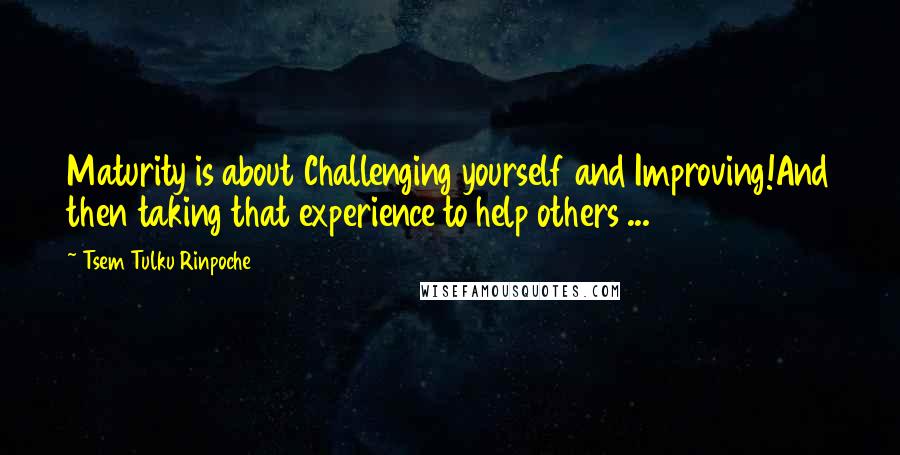 Tsem Tulku Rinpoche Quotes: Maturity is about Challenging yourself and Improving!And then taking that experience to help others ...