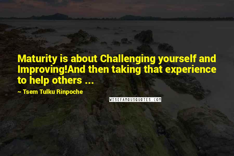 Tsem Tulku Rinpoche Quotes: Maturity is about Challenging yourself and Improving!And then taking that experience to help others ...