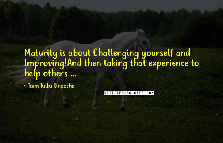 Tsem Tulku Rinpoche Quotes: Maturity is about Challenging yourself and Improving!And then taking that experience to help others ...