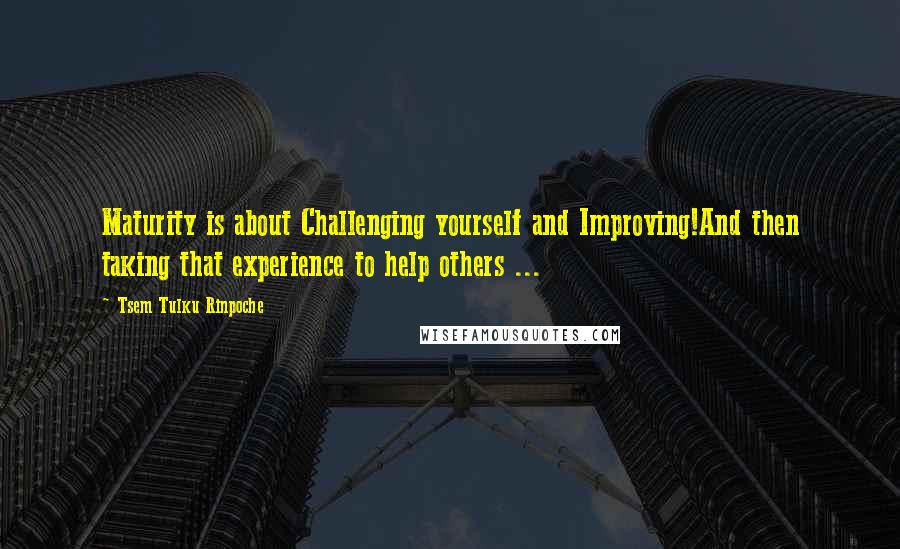 Tsem Tulku Rinpoche Quotes: Maturity is about Challenging yourself and Improving!And then taking that experience to help others ...