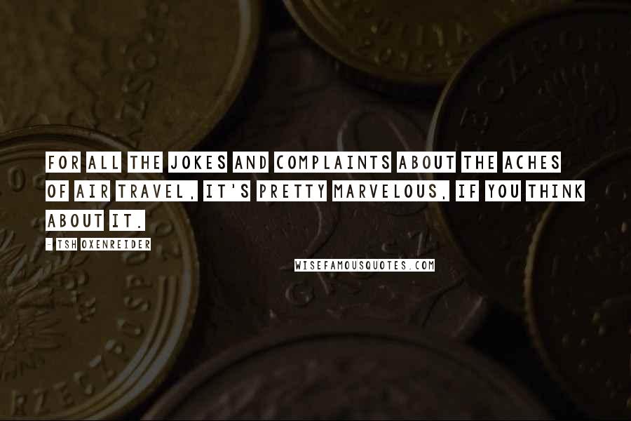 Tsh Oxenreider Quotes: For all the jokes and complaints about the aches of air travel, it's pretty marvelous, if you think about it.