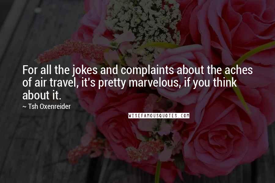 Tsh Oxenreider Quotes: For all the jokes and complaints about the aches of air travel, it's pretty marvelous, if you think about it.
