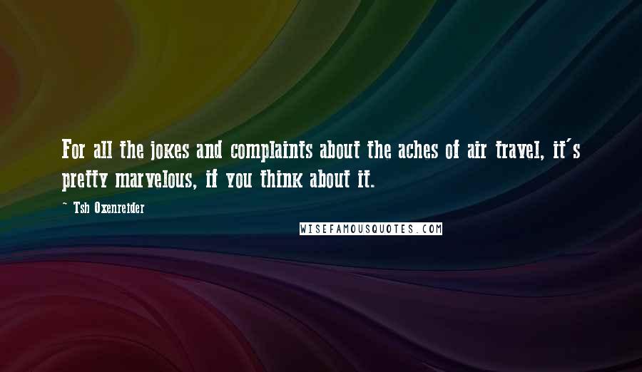 Tsh Oxenreider Quotes: For all the jokes and complaints about the aches of air travel, it's pretty marvelous, if you think about it.