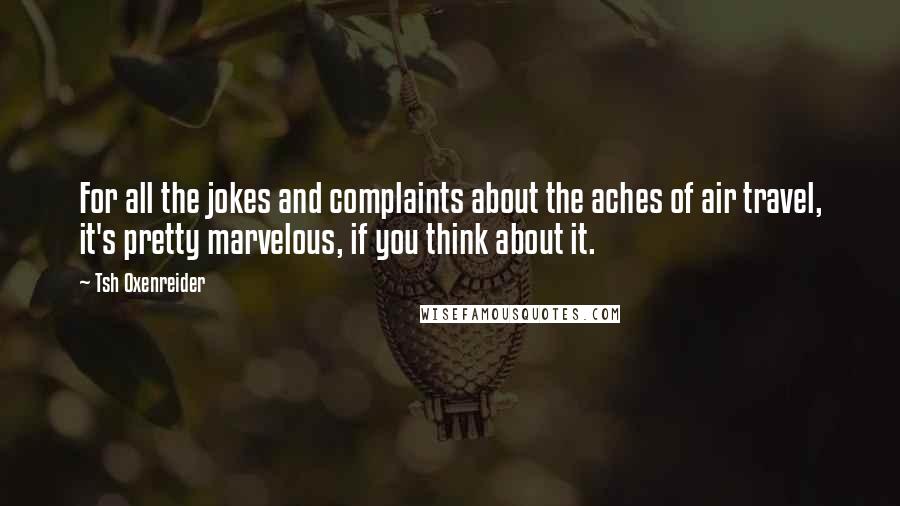 Tsh Oxenreider Quotes: For all the jokes and complaints about the aches of air travel, it's pretty marvelous, if you think about it.