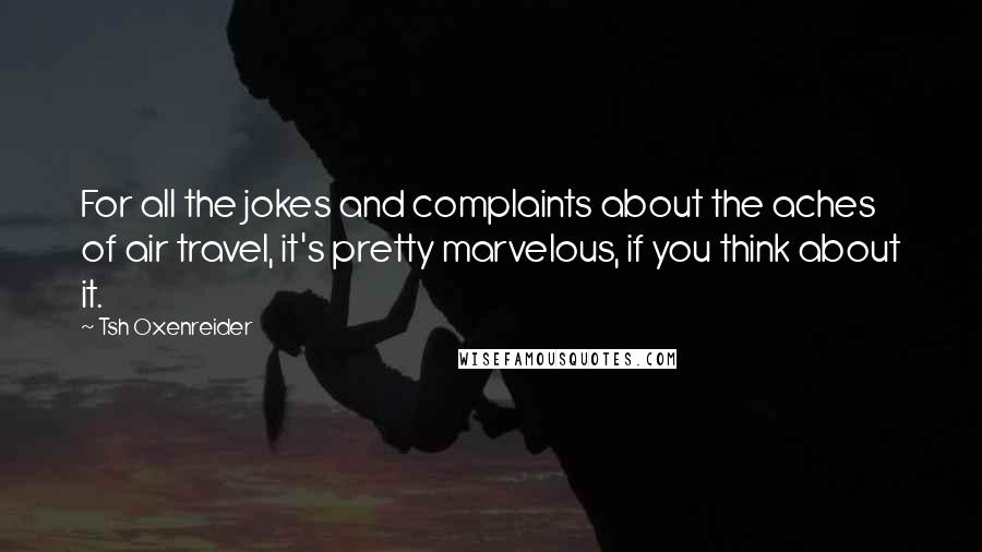 Tsh Oxenreider Quotes: For all the jokes and complaints about the aches of air travel, it's pretty marvelous, if you think about it.