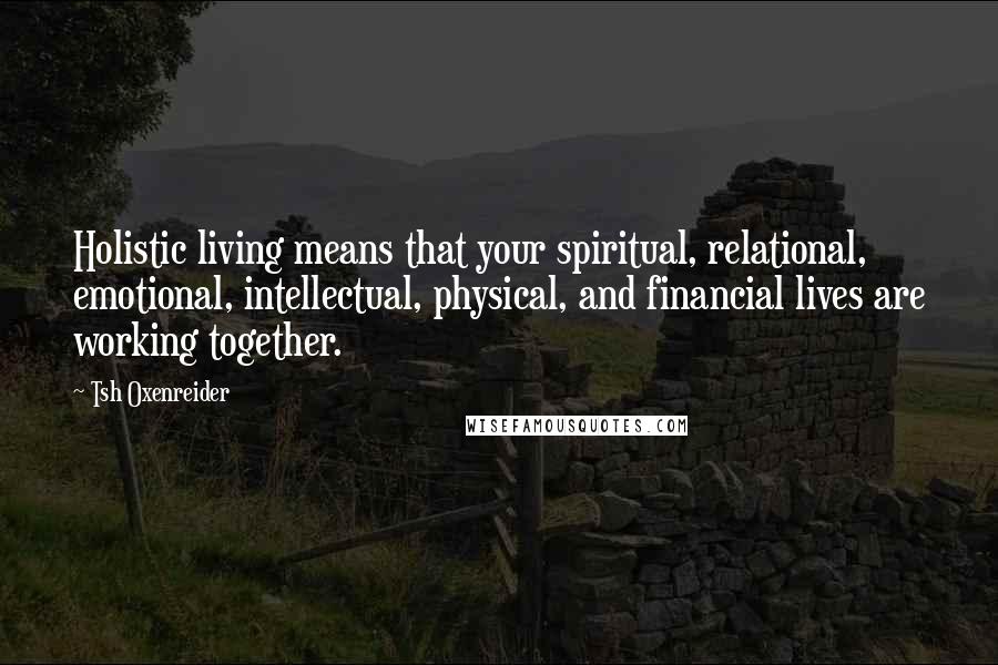 Tsh Oxenreider Quotes: Holistic living means that your spiritual, relational, emotional, intellectual, physical, and financial lives are working together.