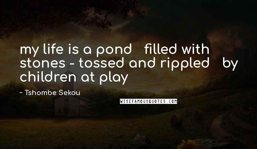 Tshombe Sekou Quotes: my life is a pond filled with stones - tossed and rippled by children at play