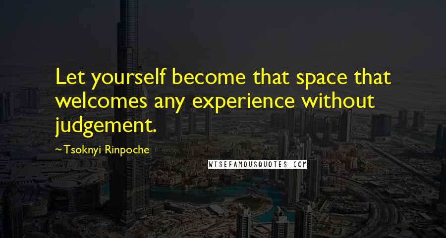 Tsoknyi Rinpoche Quotes: Let yourself become that space that welcomes any experience without judgement.