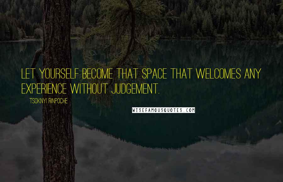 Tsoknyi Rinpoche Quotes: Let yourself become that space that welcomes any experience without judgement.