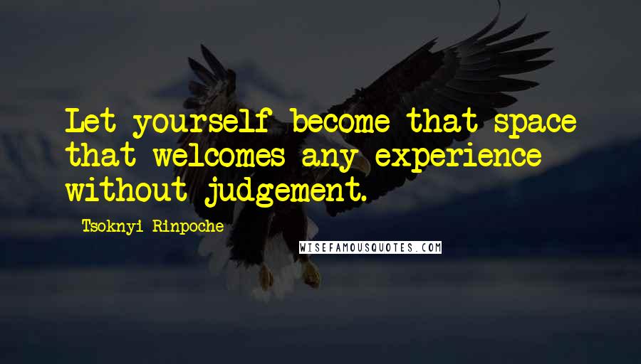 Tsoknyi Rinpoche Quotes: Let yourself become that space that welcomes any experience without judgement.