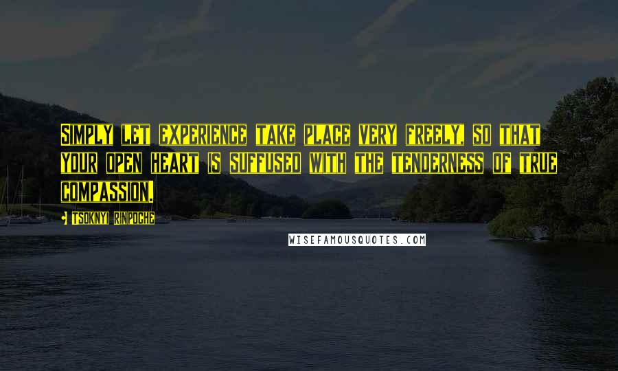 Tsoknyi Rinpoche Quotes: Simply let experience take place very freely, so that your open heart is suffused with the tenderness of true compassion.