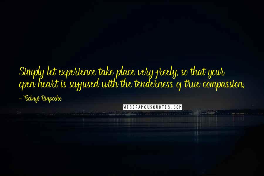 Tsoknyi Rinpoche Quotes: Simply let experience take place very freely, so that your open heart is suffused with the tenderness of true compassion.