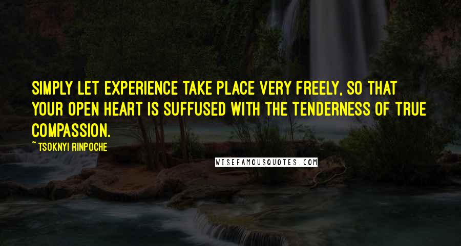 Tsoknyi Rinpoche Quotes: Simply let experience take place very freely, so that your open heart is suffused with the tenderness of true compassion.