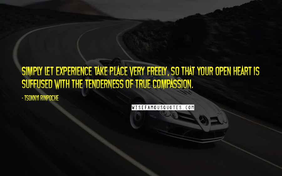 Tsoknyi Rinpoche Quotes: Simply let experience take place very freely, so that your open heart is suffused with the tenderness of true compassion.