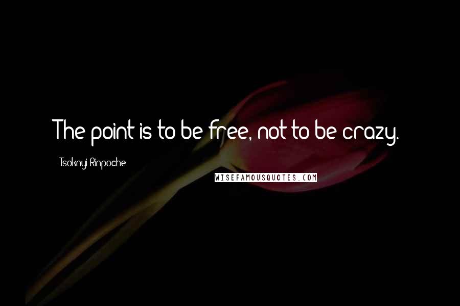 Tsoknyi Rinpoche Quotes: The point is to be free, not to be crazy.