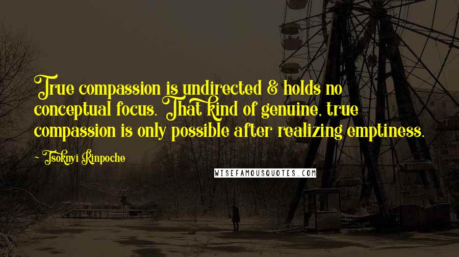 Tsoknyi Rinpoche Quotes: True compassion is undirected & holds no conceptual focus. That kind of genuine, true compassion is only possible after realizing emptiness.