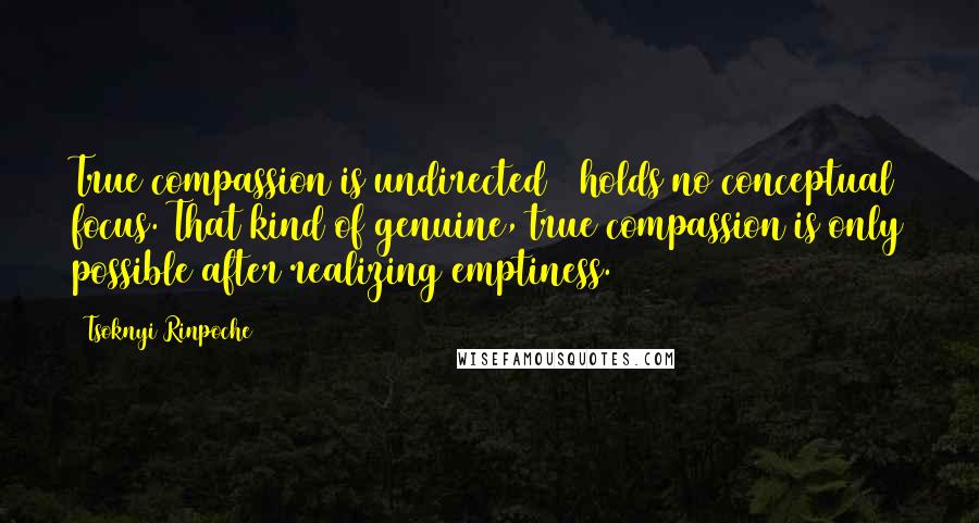 Tsoknyi Rinpoche Quotes: True compassion is undirected & holds no conceptual focus. That kind of genuine, true compassion is only possible after realizing emptiness.