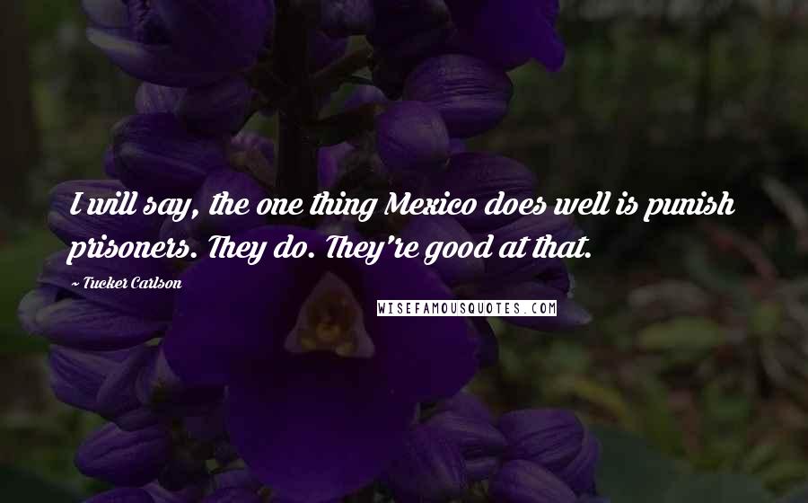 Tucker Carlson Quotes: I will say, the one thing Mexico does well is punish prisoners. They do. They're good at that.