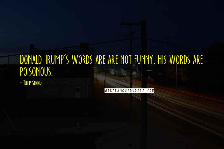 Tulip Siddiq Quotes: Donald Trump's words are are not funny, his words are poisonous.