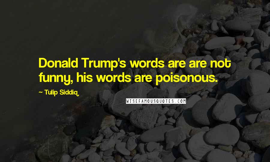 Tulip Siddiq Quotes: Donald Trump's words are are not funny, his words are poisonous.