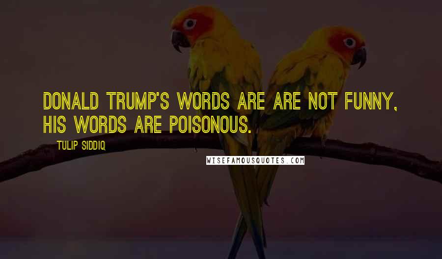 Tulip Siddiq Quotes: Donald Trump's words are are not funny, his words are poisonous.