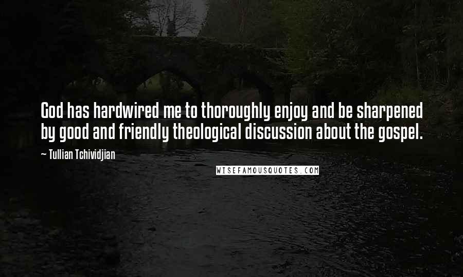 Tullian Tchividjian Quotes: God has hardwired me to thoroughly enjoy and be sharpened by good and friendly theological discussion about the gospel.