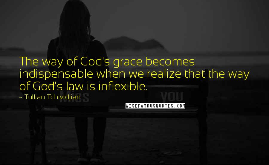 Tullian Tchividjian Quotes: The way of God's grace becomes indispensable when we realize that the way of God's law is inflexible.