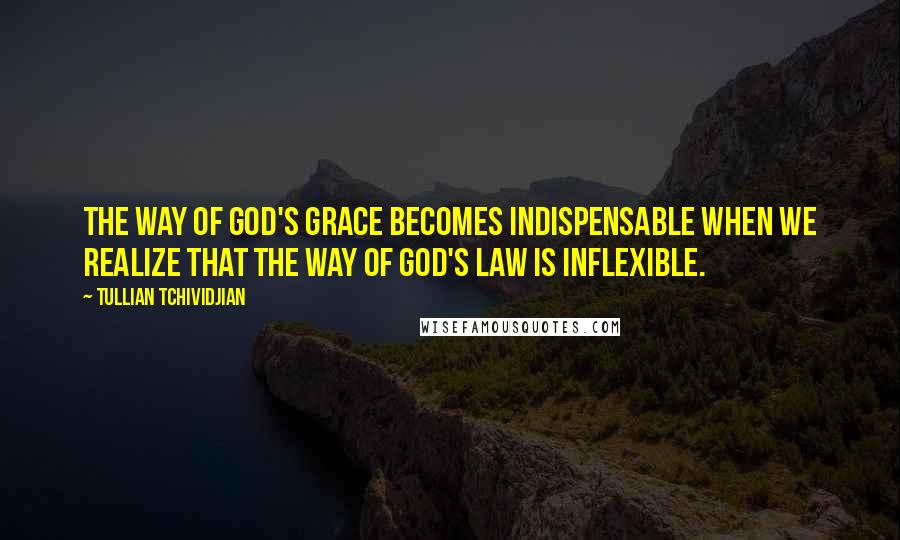 Tullian Tchividjian Quotes: The way of God's grace becomes indispensable when we realize that the way of God's law is inflexible.