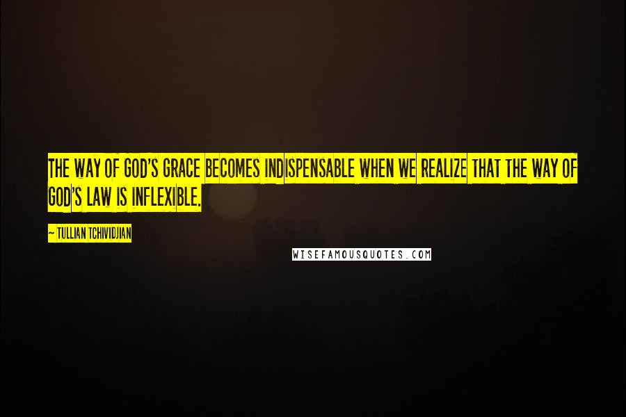 Tullian Tchividjian Quotes: The way of God's grace becomes indispensable when we realize that the way of God's law is inflexible.