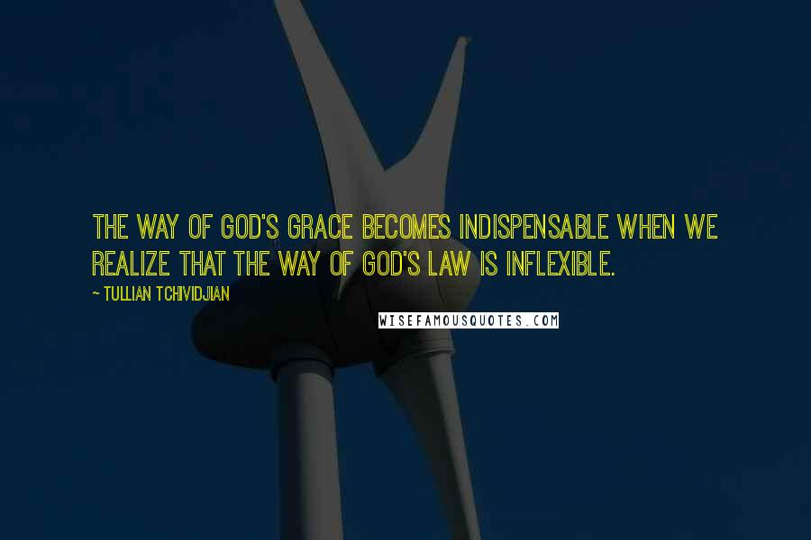 Tullian Tchividjian Quotes: The way of God's grace becomes indispensable when we realize that the way of God's law is inflexible.