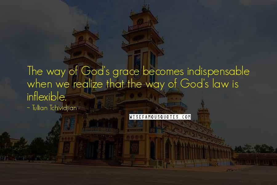 Tullian Tchividjian Quotes: The way of God's grace becomes indispensable when we realize that the way of God's law is inflexible.