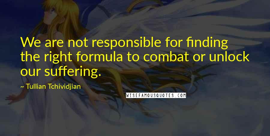 Tullian Tchividjian Quotes: We are not responsible for finding the right formula to combat or unlock our suffering.