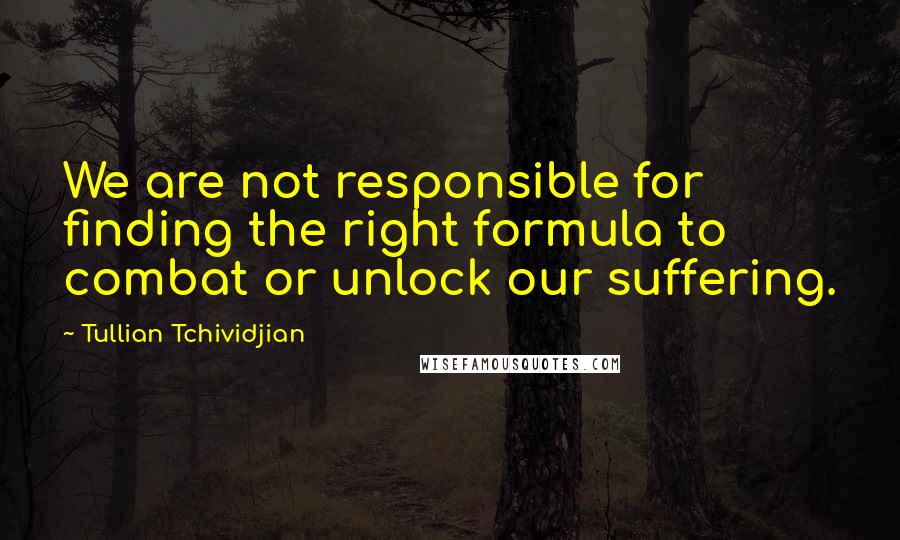 Tullian Tchividjian Quotes: We are not responsible for finding the right formula to combat or unlock our suffering.