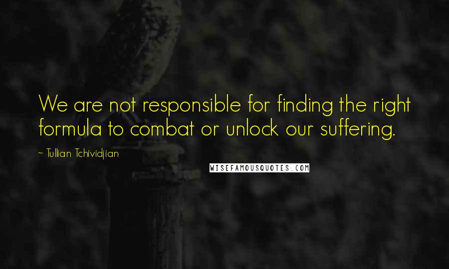 Tullian Tchividjian Quotes: We are not responsible for finding the right formula to combat or unlock our suffering.