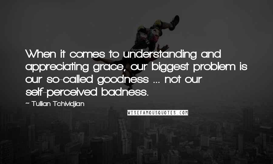 Tullian Tchividjian Quotes: When it comes to understanding and appreciating grace, our biggest problem is our so-called goodness ... not our self-perceived badness.