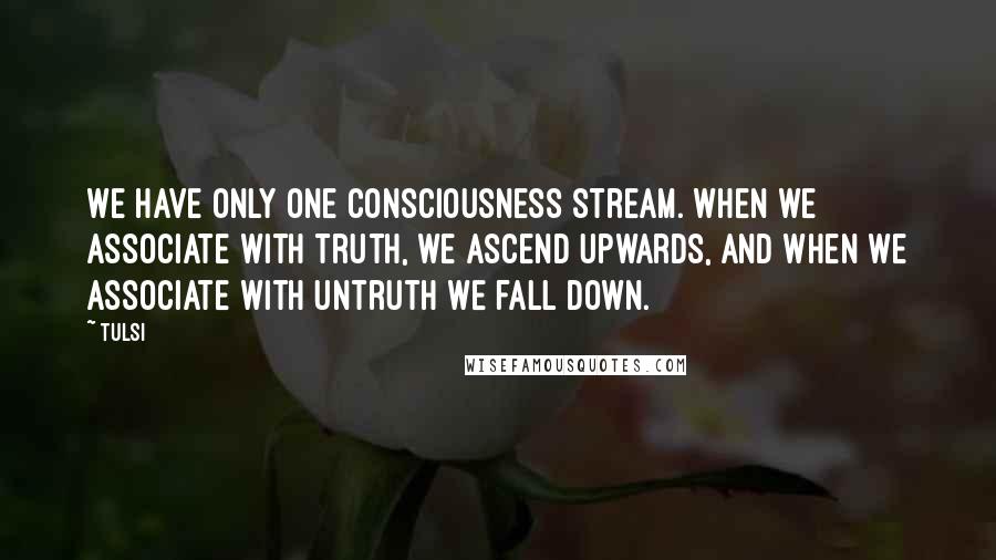 Tulsi Quotes: We have only one consciousness stream. When we associate with Truth, we ascend upwards, and when we associate with untruth we fall down.