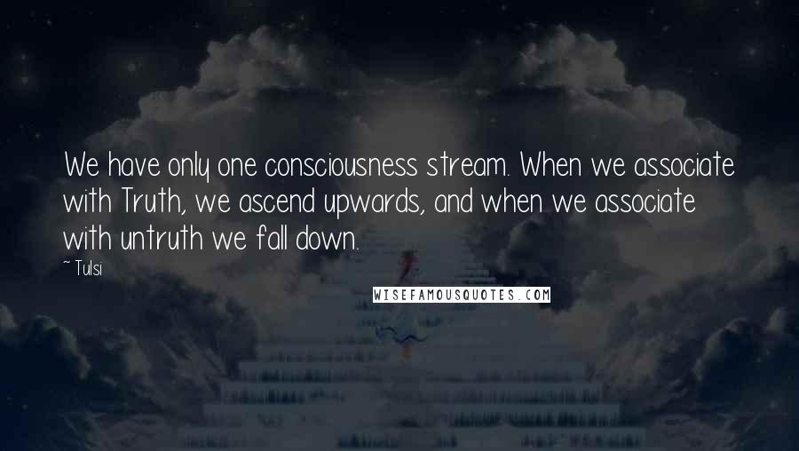 Tulsi Quotes: We have only one consciousness stream. When we associate with Truth, we ascend upwards, and when we associate with untruth we fall down.