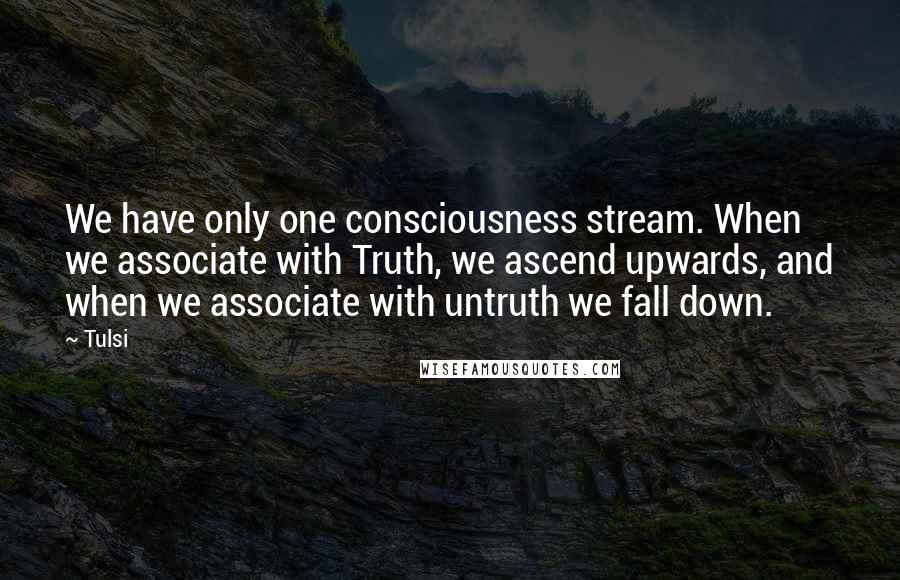 Tulsi Quotes: We have only one consciousness stream. When we associate with Truth, we ascend upwards, and when we associate with untruth we fall down.