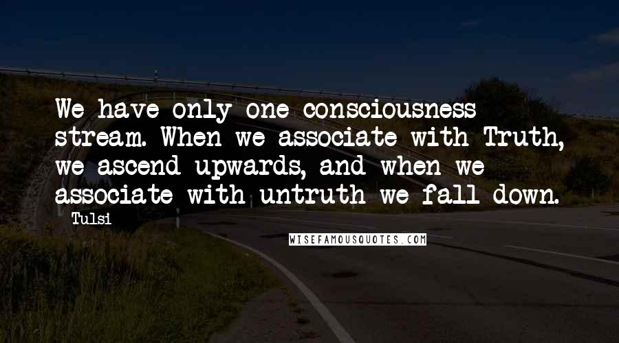 Tulsi Quotes: We have only one consciousness stream. When we associate with Truth, we ascend upwards, and when we associate with untruth we fall down.