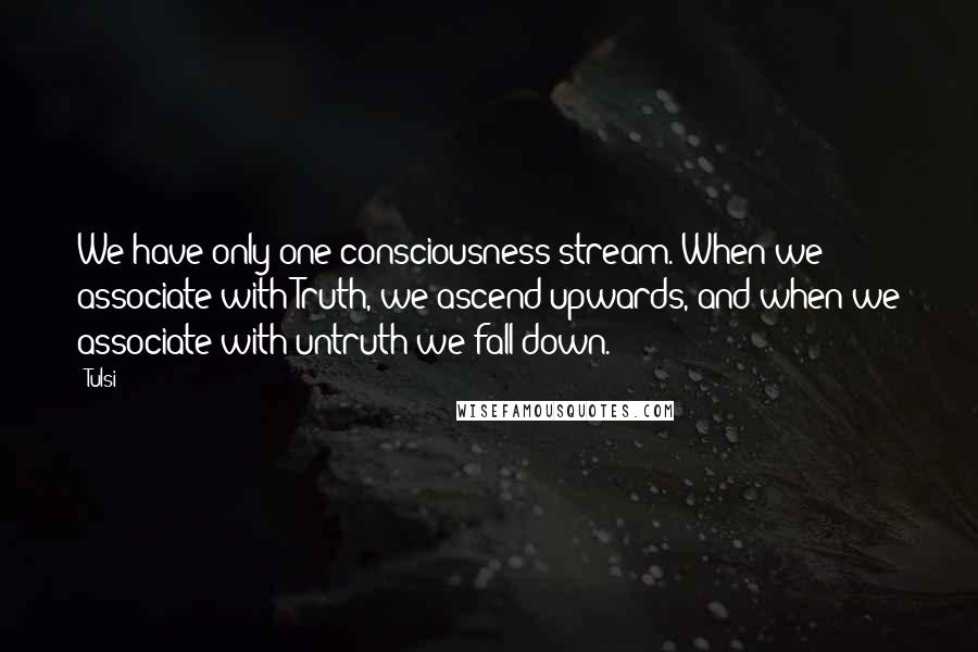 Tulsi Quotes: We have only one consciousness stream. When we associate with Truth, we ascend upwards, and when we associate with untruth we fall down.